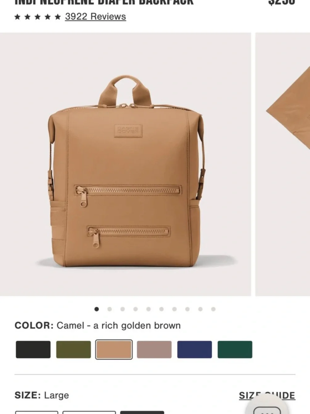 Large Dagne Dover Caramel Colored Indi Diaper Bag